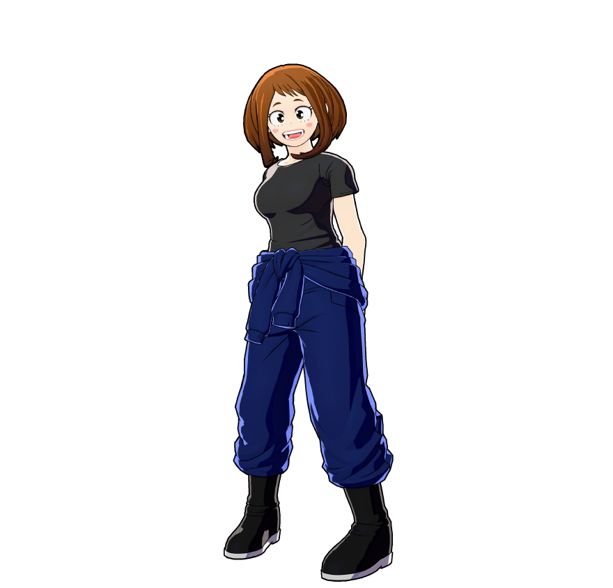 Il costume per il volontariato di Ochaco Uraraka.
È divertente pulire tutti insieme!