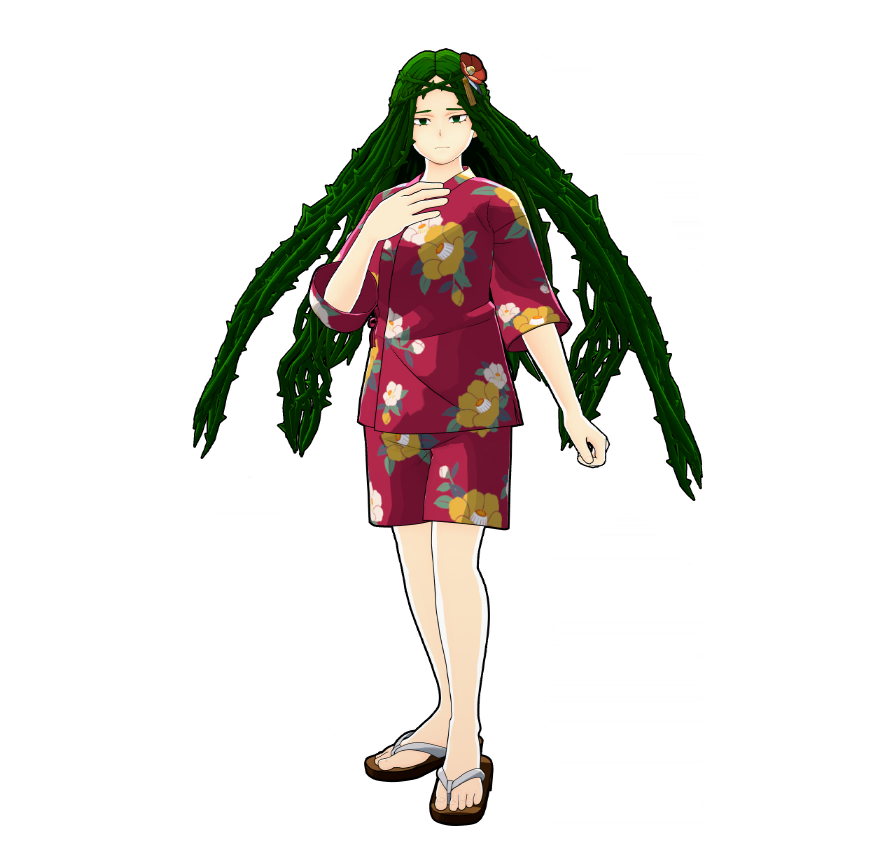 Gli abiti da festival estivo di Ibara Shiozaki.
Non è il tipo di abbigliamento che indossa di solito, quindi è un po' a disagio.