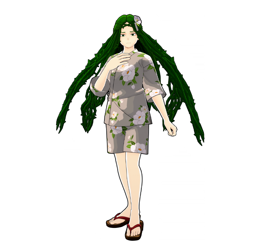 Gli abiti da festival estivo di Ibara Shiozaki.
Non è il tipo di abbigliamento che indossa di solito, quindi è un po' a disagio.