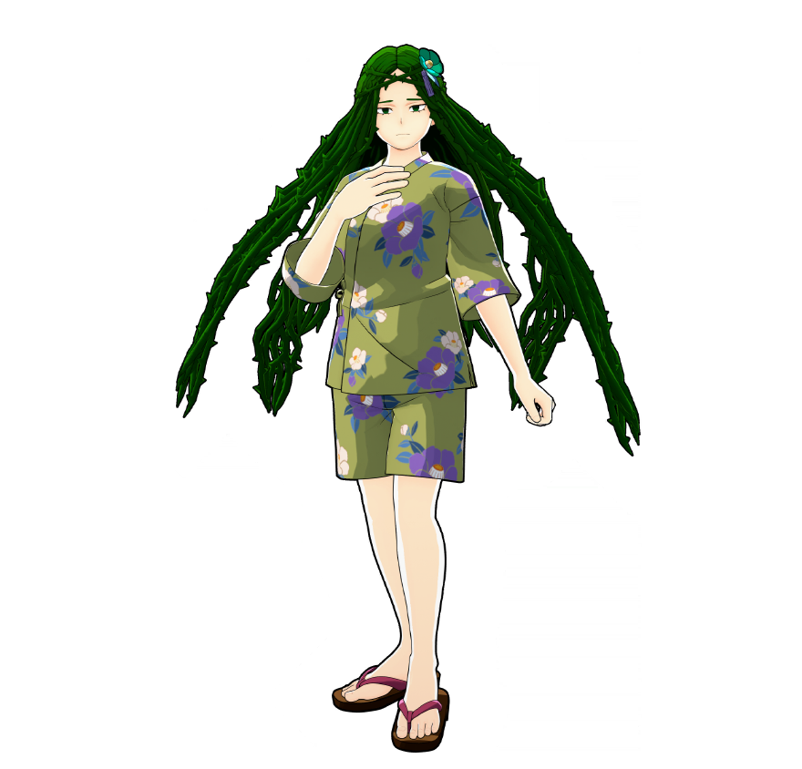 Gli abiti da festival estivo di Ibara Shiozaki.
Non è il tipo di abbigliamento che indossa di solito, quindi è un po' a disagio.