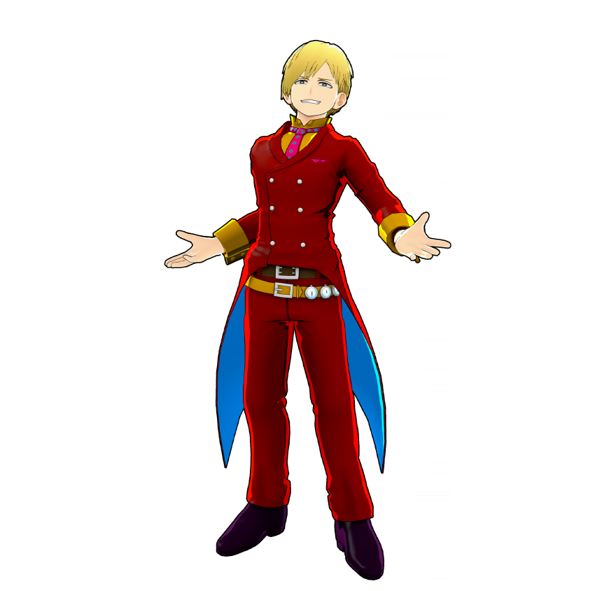 Il costume da eroe di Neito Monoma.
Indossa degli orologi alla cintura per tenere sotto controllo la durata dei Quirk copiati.
