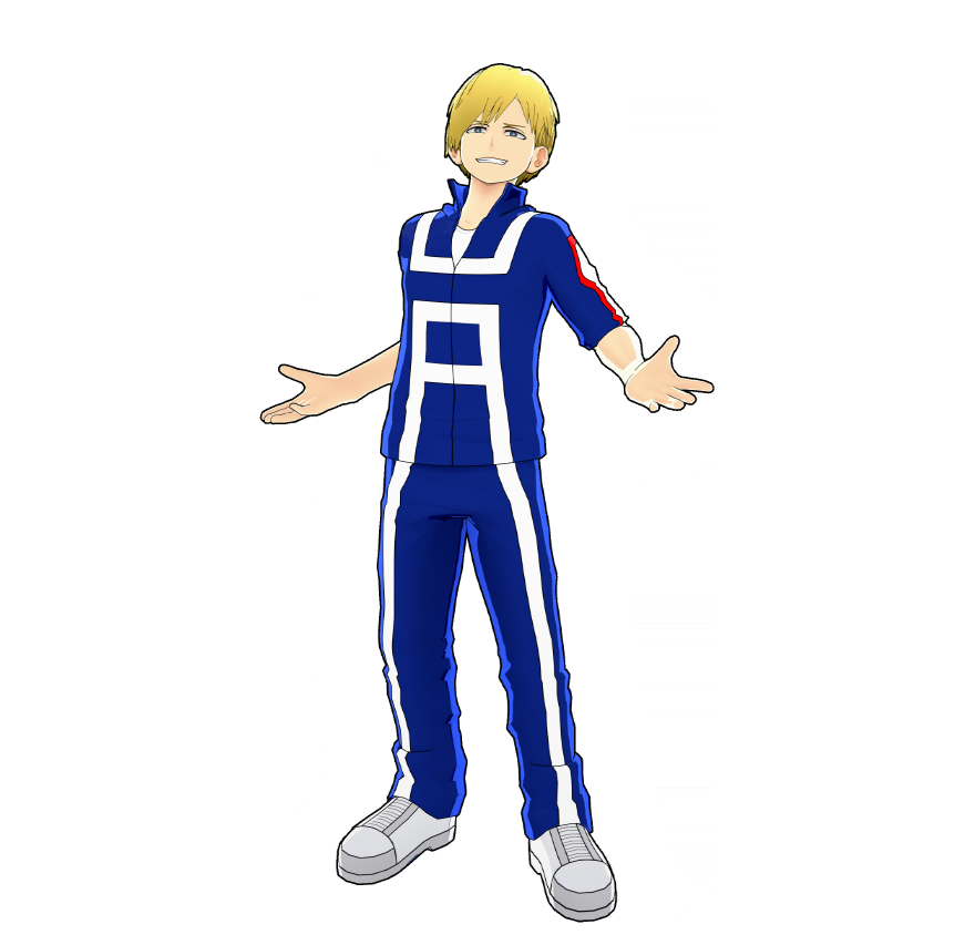 La tuta della Yuuei di Neito Monoma.
Anche senza orologi, riesce a calcolare mentalmente la durata dei Quirk copiati.